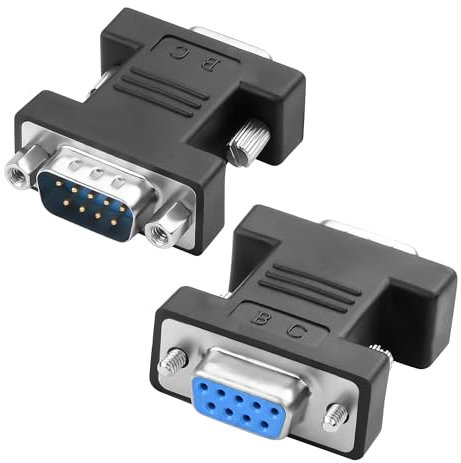 MEIRIYFA 9Pin RS232 DB9 Gender Changer Coupler Adapter, D-SUB DB9 9 Pin Male to Female Serial Connector Converter - 2Pack, M-F