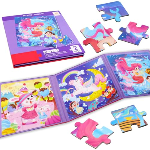 Magnetpuzzle für Kinder, Magnet Puzzle ab 3 Jahre, Magnetische Puzzles | 3-in-1 Magnetpuzzle Kinderpuzzle, Lernspielzeug, Magnetisch Puzzle für Reisen Jungen Mädchen 3 4 5 6 7 8 Jahre