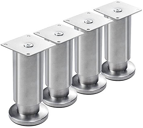 Lot de 4 pieds de table réglables modernes en acier inoxydable pour table basse, meuble TV (taille : 38 mm)