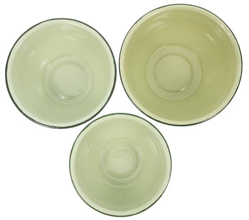 GRADENEVE 3pcs Vintage Enamel Mixing Bowls Set Large Green Basin Bowl for Food Storage Meal Prep