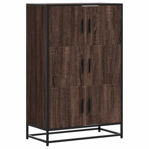 vidaXL Highboard Braun Eichen-Optik 68x35x106,5cm Holzwerkstoff Metall, Beistellschrank, schlanker Lagerschrank, hoher Schrank, Hochschrank