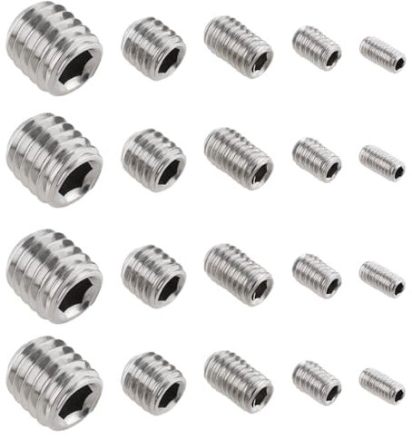 LT Easiyl 20pcs 304 Stainless Steel Hexagon Socket Head Cap Screws Set M3 M4 M5 M6 M8 Hex Bolt for Toilet Roll Holder Grub Screws Silver