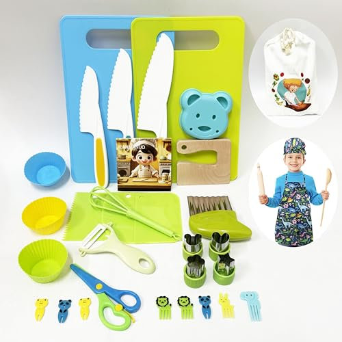 Kids Knife set for Chopping 35PCS Toddler Mini Chef knife Set Kitchen Cooking Kits for Kids Real Cooking Bakingx