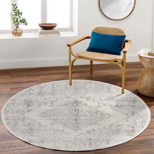 Livabliss Ceren Roma Vintage Round, Living Room – 160 cm, White & Grey