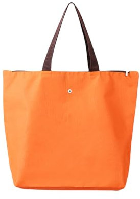 Incauca Wiederverwendbare Einkaufstasche Faltbar, Große Umhängetasche für Frauen Arbeit mit Reißverschluss, Oxford Tuch Einkaufen Strand Handtasche für Fitnessstudio Reisen Urlaub über Nacht, Orange