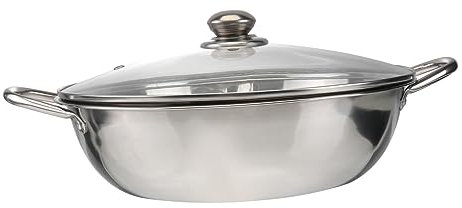 Warmhm Pentola per Cottura A Induzione Dual Hot Pot con Pentola Divisa in Acciaio Inossidabile per Due Sapori 32 Cm