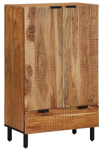 vidaXL media storage cabinet - solid acacia wood tv stand rack with adjustable shelves - rustic storage solution for living room/bedroom