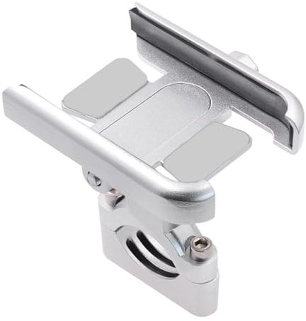 Amosfun Support De Téléphone Portable Alliage Aluminium pour Vélo Et Fixation Guidon Argenté Conception Rotative Compatible avec Divers Véhicules Tout Terrain Et VTT