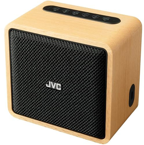 JVC Wireless Bluetooth Speaker - Retro Portable Speaker with Real Wood Design, Palm Size, Ideal for Travel, Home, Office or Outdoor Use - Up to 12