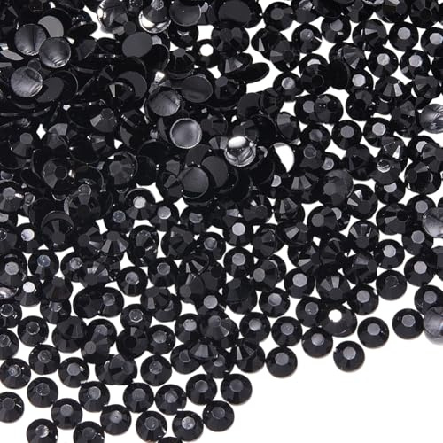 CABODYALS 4750Pcs 4MM Black Resin Rhinestones Bulk Bedazzling Half Round Flatback Non Hotfix Crystals Rhinestone Gems Stone Flat Back Charms Nail Decoration for Diy Crafts Clothes Dresses Bags Decor