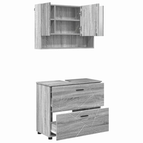 vidaXL Bathroom Furniture Set 2 pcs Grey sonoma 76.5 x 35 x 64 cm,