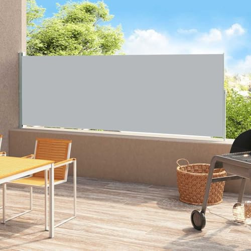 Klemmmarkise Senkrechtmarkise Sunsegel,Seitenmarkise Ausziehbar 180x500 cm Grau für Außenbereich, Terrasse, Balkon, Garten