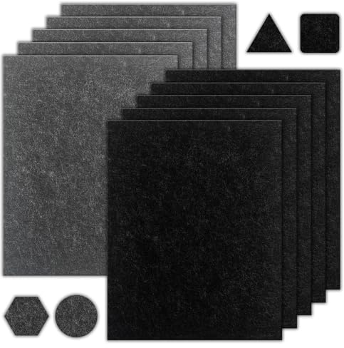 YIMETOP 10 Stück Selbstklebende Filzgleiter 16x20cm (4mm) - Hochwertiger Nadelfilz für Stühle & Möbel, Parkettschoner & Bodenschutz, Schneidbar & Geräuschdämpfend (Schwarz + Grau)