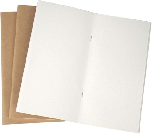 Travelers Notebook Nachfülleinlagen – Set mit 3 gepunkteten Tagebucheinlagen – für kleine nachfüllbare Reise-Notizbücher – 10 x 18,8 cm (Punkteinlagen)
