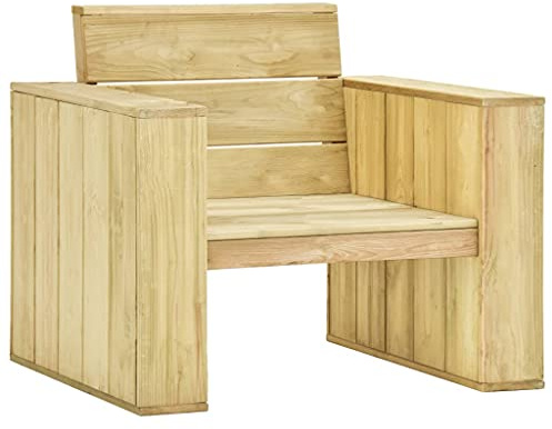 Ordellia Gartenstuhl Kiefernholz imprägniert, 89x76x76 cm, Vintage Stil, Armlehnen, wetterfest für Garten Terrasse, Balkonstuhl