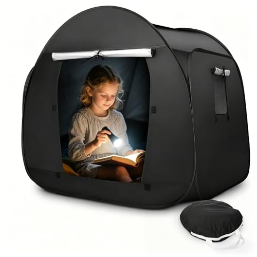 Pop Up Sensory Tent for Autism & Anxiety Relief – Blackout Calm Corner Kids Den for Children with SPD, Pop Up Tents for Kids with Travel Bag, Portable Calm Down Tent