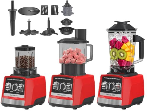 Smoothie Blender 8-in-1, 2000W 3L Blender with Grinding Cup, 15 Variable Speeds, Automatic Cleaning, Smoothie Maker for Smoothies, Shakes, Frozen Drinks, Ice, Sauces