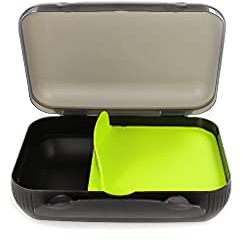 Tupperware To Go 30915, Contenitore porta pranzo con separatore, per sandwich, colore: nero/verde lime