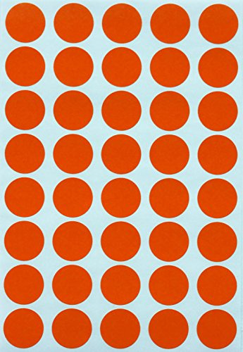 Royal Green Round Stickers Labels Sticker Dot 19mm (Approximately 2cm) 3/4 Inch - Orange - 600 Pack