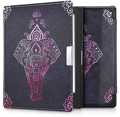 kwmobile Étui Compatible avec Kobo Aura Edition 1 Coque - Étui à Rabat magnétique Tablette eReader Similicuir - Fuchsia-Anthracite