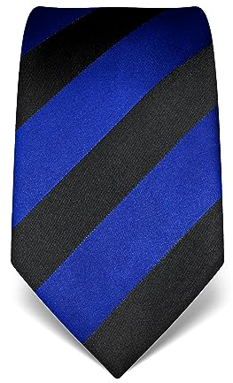 Vincenzo Boretti Herren Krawatte reine Seide gestreift edel Männer-Design zum Hemd mit Anzug für Business Hochzeit 8 cm schmal/breit royalblau
