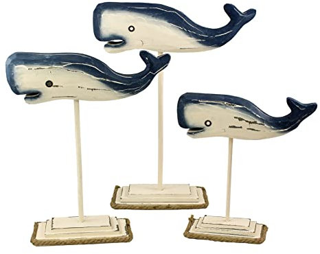 Sea-Club Wale Holz bemalt, Set/3, 21x18,5x4cm, 26,5x21,5x5cm, 33x25,5x5,5cm