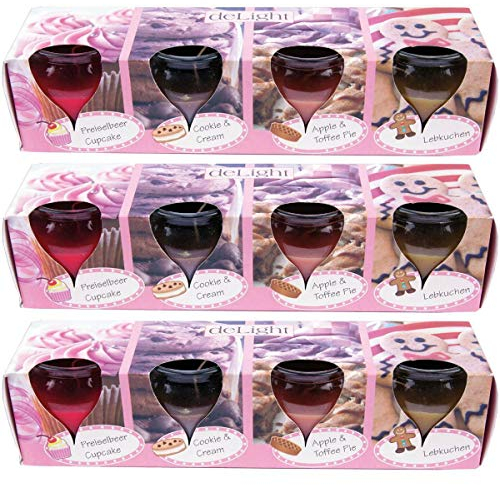 HS Candle Duftkerzen Selection 12er Pack im Glas, lange Brenndauer und angenehmer Duft (Bakery Selection)