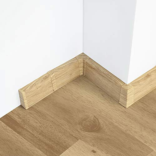 DQ-PP 2m Sockelleiste 55mm PVC Eiche Antik Laminatleisten Fussleisten aus Kunststoff PVC Dekore Fußleisten