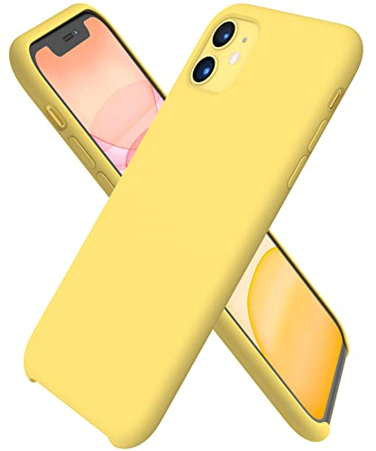 ORNARTO Liquid Silicone Case for iPhone 11, Slim Liquid Silicone Soft Gel Rubber Case Cover for iPhone 11(2019) 6.1 inch-Lemon Yellow