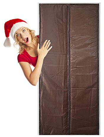 Flei Coton Rideau d'occultation, Moustiquaire Magnétique, Automatiquement fermé Pliable Facile à Installer Accès Facile, pour Couloirs/Portes - Marron 185x270cm