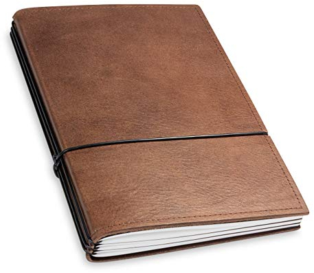 X17 Notizbuch A5, braun Kastanie, aus Leder. Austauschbare Notizhefte (blanko, liniert, kariert) Made in Germany