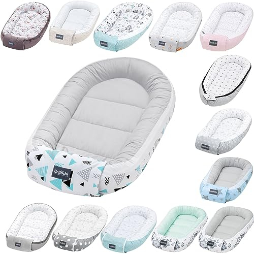 Bellochi Growing in style Premium Babynestchen Neugeborene - Nestchen Baby 90x60x12cm - 100% Baumwolle - Baby Nest, Baby Nestchen Junge, Baby Nestchen Mädchen, Baby Zubehör - Tresor