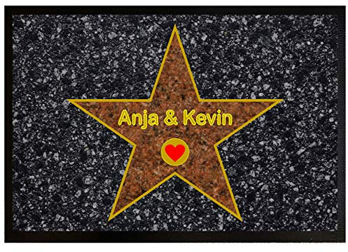 Personalisierte Fußmatte mit Gummirand für Camper - 50x35 cm - Walk of Fame Stern - Camping - Wohnwagen - Wohnmobil