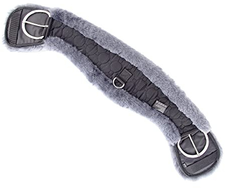 Merauno® Lammwolle Western Mondgurt Sattelgurt, aus Qualitäts Merino Lammwolle, spezielle anatomisch konkave Form, für bessere Rutschfestigkeit. Farbe:Natur, Schwarz, Braun, Anthrazit