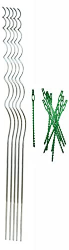 Novatool Varillas para tomates de 5 x 1700 mm, 10 unidades y bridas para plantas, juego de fijación para tomates, tutores de árboles.