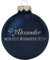 Deitert Weihnachtskugel mit Wunschtext Gravur, Ø 8cm, personalisierte Christbaumkugel aus Glas (glänzend), Individueller Weihnachtsbaumschmuck Namen oder Spruch, Mein erstes Weihnachten, Blau