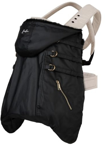 ROOKIE Babytragen Wintercover (Black) - Größe 56-96 - Weiches Kunstfell als Innenfutter - Wind & Wasserabweisendes Lederimitat - Passt für alle Modelle