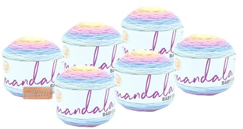 Lion Brand Yarn - Mandala Baby - 6er-Pack mit Nadelstärke (Acre Woods)