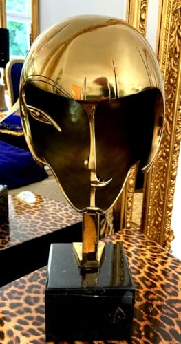 Casa Padrino Bronze Skulptur nach Pablo Gargallo Kiki de Montparnasse Jugendstil Art Noveau 1928 Goldene Kopfbüste Diva Helmet Mask Maske Gold Kunst Künstler 1928