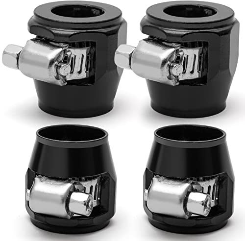 Rierdge AN8 Flexible Schlauchschelle aus Gummi mit Schraubband für Gas/Öl/Kraftstoff/Diesel/Luft und Wasserschlauch, Schwarz, 4 Stück