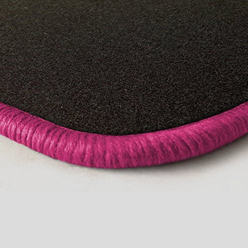 AUTOTEPPICH-Stylers (wählbar) NF100 Schwarze Fußmatten passend für OPEL Corsa D 2006-2014 Rand in pink