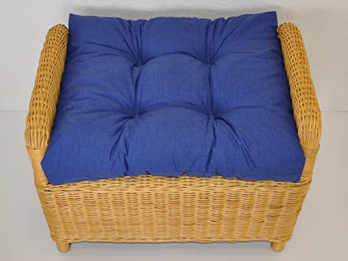 Premium Qualität - Polster/Kissen/Ersatzpolster für Rattan Ohrensessel/Rattansessel, Hockerkissen, Colore blu Marino (dunkelblau)