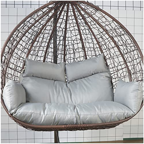 Thicken Hanging Chair Cushion Double Removable Egg Nest Shaped Basket Cushion Replacement, Washable 2 Persons Seater Wicker Rattan Swing Seat Pads for Patio Garden,Grey