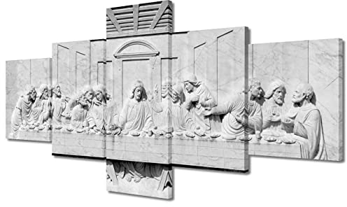 Leinwand-Kunst, Bürodekoration, The Last Supper, Bilder auf Leinwand, Kunstwerk für Wände, 5-teilig, gerahmte Kunst, Wanddekoration, Vintage-Wanddekoration, Leinwand-Kunst, fertig zum Aufhängen, 127 x