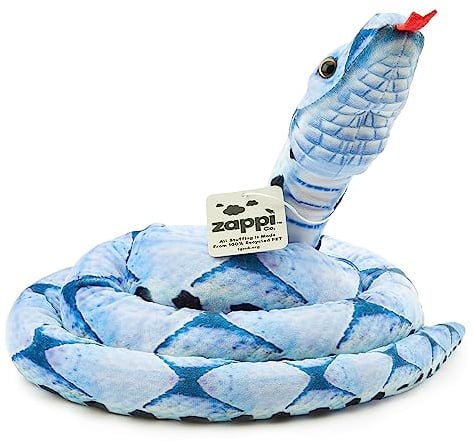 Zappi Co Kinder Gefülltes Weiches Kuscheliges Plüsch-Schlangenspielzeug - Teil der Safari-Tierkollektion, perfekt für Kinder (180 cm Länge) (Blauer Schönheitsschlangen)