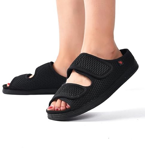 IBLUELOVER Chaussons Diabétiques Hommes Femme Sandale de Rééducation Orthopédique Pantoufle Santé pour Âgées Pieds Enflé Gonflée Chaussures de Marche Réglable Scratch Sandale Eté Antidérapante