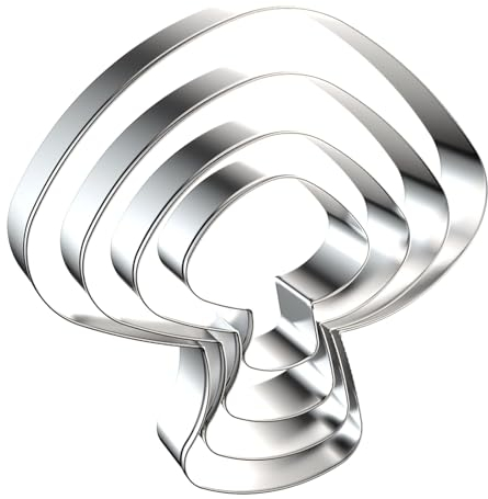 Pilz-Ausstechformen-Set groß – 12,7 cm, 10,2 cm, 7,6 cm, 5,1 cm – 4-teiliges Pflanzen-Ausstechformen-Set – Edelstahl