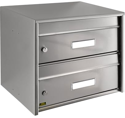 Banjado® Burg Wächter Briefkasten/Briefkasten 2 Parteien/Wandbriefkasten Edelstahl/Wandbriefkasten erweiterbar/Briefkasten mit Namensschild