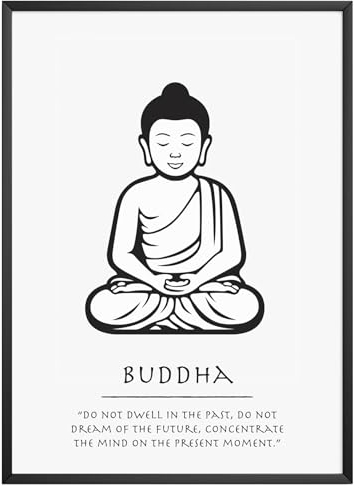 MJ-Graphics - Meditation Poster Buddha für Ruhe & Frieden - Buddhismus Poster minimalistisch | Wandbild Din A4 in Galerie Qualität extra dickes Posterpapier - FineArt Kunstdruck ohne Bilderrahmen