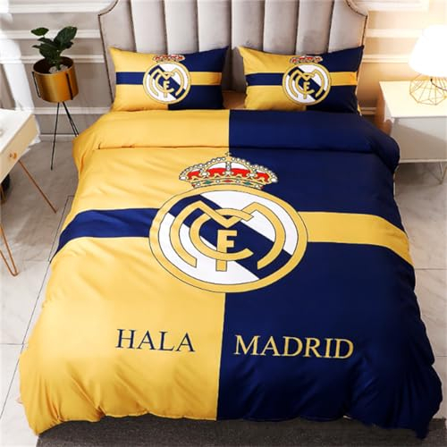 ENIXWH Fußballstar Bettbezug Teenager 3D Madrid Modric Bettwäsche Mikrofaser Bettbezüge Fußball-Vereins Set1 Mit Reißverschlüsse Und 2 Umschlag Kissenbezug (A, 135 * 200CM)